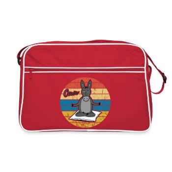 Yoga Donkey Meditation Retro Vintage Omm Gift - Retro Bag - red/white - Front