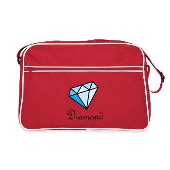 Blue Geometric Diamond - Retro Bag - red/white - Front