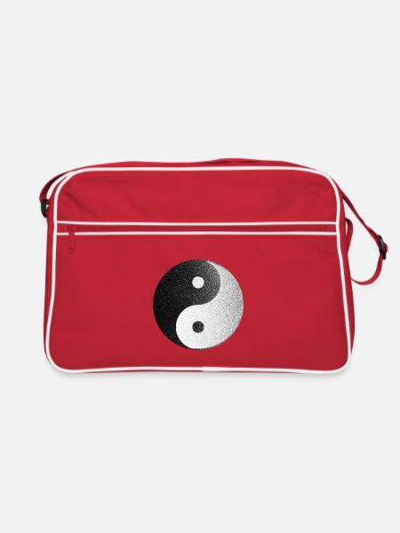 Textured Yin Yang Nebula - Retro Tasche - Rot/Weiß