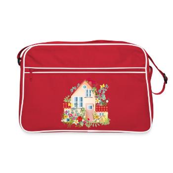 bunte Villa mit üppigen Garten - Ein Traumhaus - Retro Tasche - Rot/Weiß - Vorne