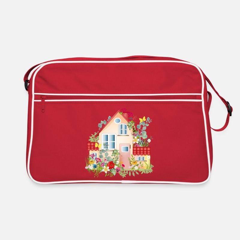 bunte Villa mit üppigen Garten - Ein Traumhaus Retro Tasche