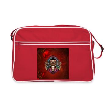 Atemberaubende bunte Eule - Retro Tasche - Rot/Weiß - Vorne
