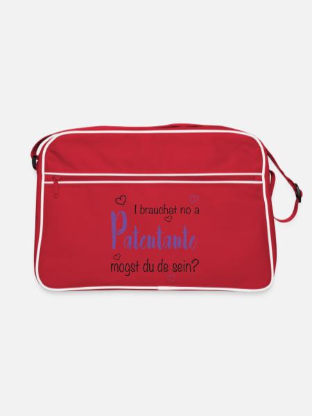 I brauchat no a Patentante - Taufpate, Firmpate - Retro Tasche - Rot/Weiß