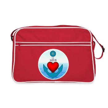 Herzanker am Meer - Retro Tasche - Rot/Weiß - Vorne