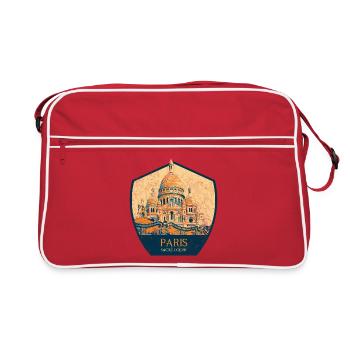 Badge retro, Paris France est ma ville natale - Sac Retro - rouge/blanc - Devant
