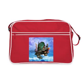 Kleine Fee am Strand - Retro Tasche - Rot/Weiß - Vorne