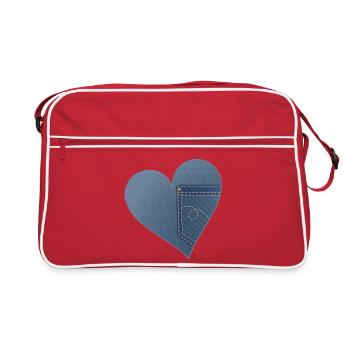 coeur bleu en jean look avec poche pantalon - Sac Retro - rouge/blanc - Devant