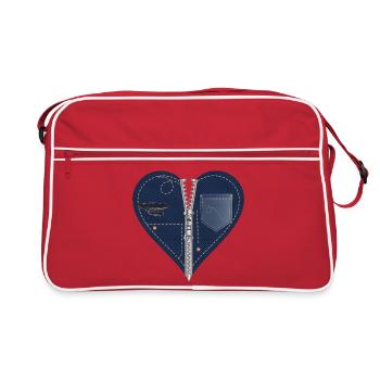 cœur sombre en jean look avec fermeture éclair - Sac Retro - rouge/blanc - Devant