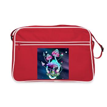 Magic Mushrooms Space art - Retro Bag - red/white - Front