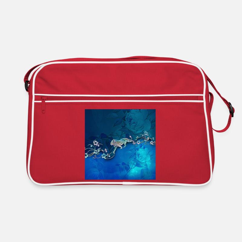 Elegantes Blumendesign - Retro Tasche - Rot/Weiß