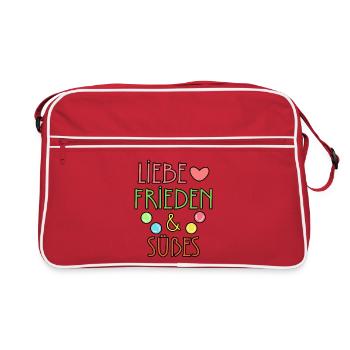 Nachspeise Herz Bonbon Süßigkeiten Statement - Retro Tasche - Rot/Weiß - Vorne