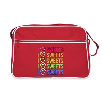 Déclaration du cœur J’aime les bonbons Avec une dent sucrée - Sac Retro - rouge/blanc - Devant