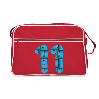 Number 11 - NUMBER ELEVEN - 11th birthday - Retro Bag - red/white - Front