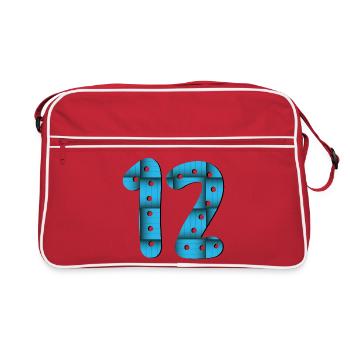 12th Birthday - Number 12 - TWELVE - TWELVE YEAR OLD - Retro Bag - red/white - Front