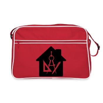 Logo architect house drawing 2 - Retro Bag - red/white - Front