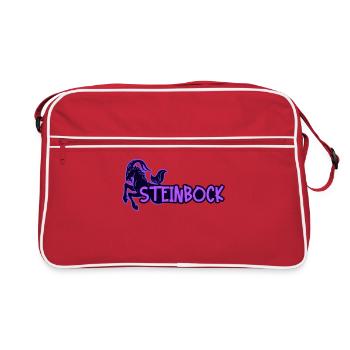 Tierkreis Horoskop Steinbock Spruch Galaxie - Retro Tasche - Rot/Weiß - Vorne