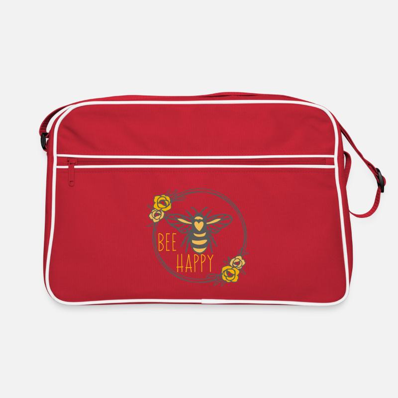Blumenkranz und Biene glücklich Retro Tasche