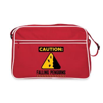 Penguin Oiseau humoristique Déclaration Oiseau de mer - Sac Retro - rouge/blanc - Devant