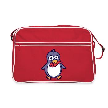 Sweet Animal Bird Penguin Seabird Zoo South Pole - Retro Bag - red/white - Front