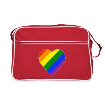 Cœur arc-en-ciel - Sac Retro - rouge/blanc - Devant