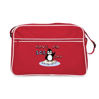 Cool Cold Sweet Penguin Déclaration Oiseau de glace Animal - Sac Retro - rouge/blanc - Devant