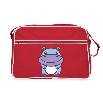 Niedliches Nilpferd Kawaii - Retro Tasche - Rot/Weiß - Vorne