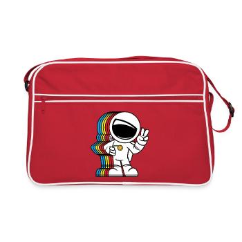 Peace Loving Astronaut - Cute Peace Sign Spaceman - Retro Bag - red/white - Front