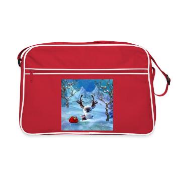 Cute little reindeer in a winter landscape - Retro Bag - red/white - Front