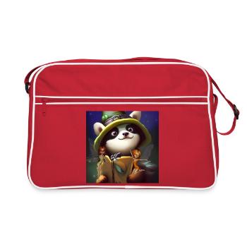Cute panda with little fairies - Retro Bag - red/white - Front