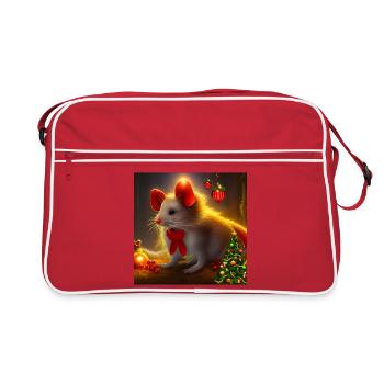 Cute little Christmas mouse - Retro Bag - red/white - Front