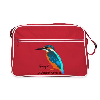 Kingfisher, nom scientifique / allemand - Sac Retro - rouge/blanc - Devant