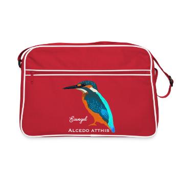 Kingfisher, nom scientifique / allemand - Sac Retro - rouge/blanc - Devant