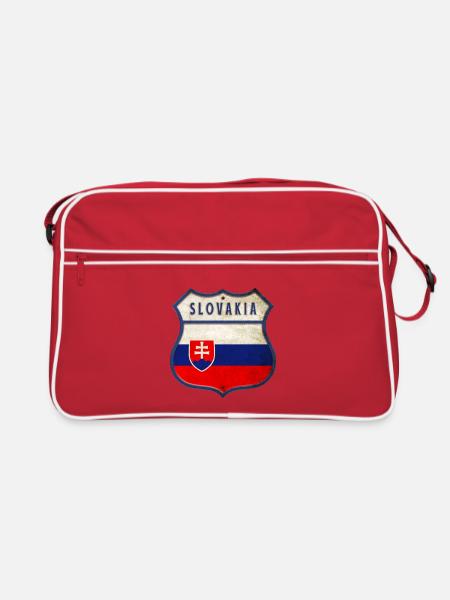 Slowakei Flaggen Wappen Design - Retro Tasche - Rot/Weiß - Vorne