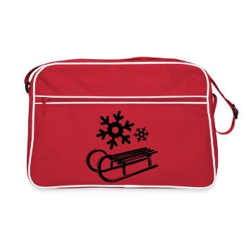 Snow Sleds Ice Crystals Snowflakes Winter - Retro Bag - red/white - Front