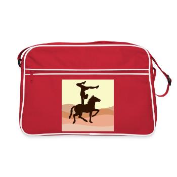 VAULTING HORSES - DESERT LANDSCAPE - EQUESTRIAN SPORT - Retro Bag - red/white - Front