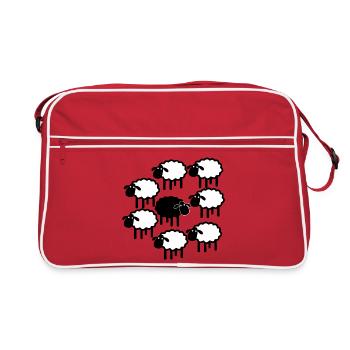 Midnight Sheep Parade - Retro Bag - red/white - Front