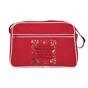 Laub mit Spruch - Retro Tasche - Rot/Weiß - Vorne