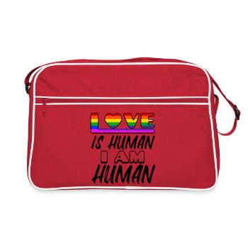 Liebe Regenbogen Menschenrechte Statement Lesben - Retro Tasche - Rot/Weiß - Vorne