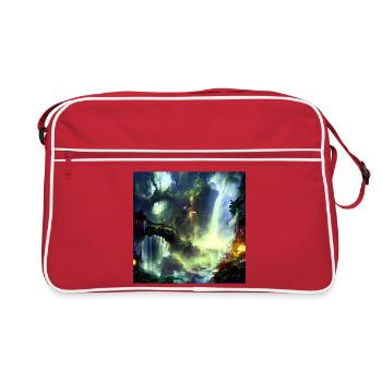 Verborgene Welt der Wasserfälle - Retro Tasche - Rot/Weiß - Vorne