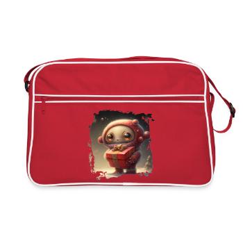 Cuddly space hero with gift - Retro Bag - red/white - Front