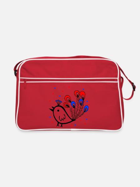 Karneval, Fasching, Spatz - Retro Tasche - Rot/Weiß - Vorne