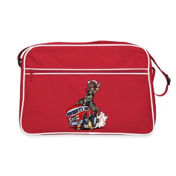 Fire brigade fire protection fire engine lifesaver - Retro Bag - red/white - Front