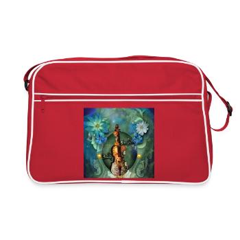 La majesté du violon avec des fleurs - Sac Retro - rouge/blanc - Devant