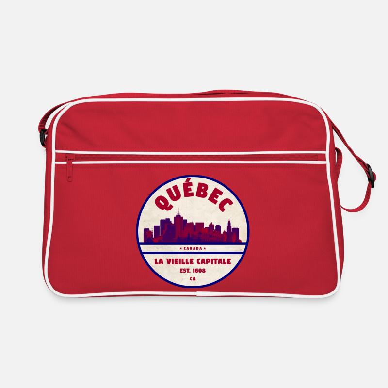 Silhouette de la Vieille Capitale au Québec - Sac Retro - rouge/blanc