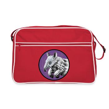 Silhouette de tapir dans un cercle violet - Sac Retro - rouge/blanc - Devant