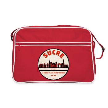 Sucre Bolivien Skyline Vintage Logo - Retro Tasche - Rot/Weiß - Vorne