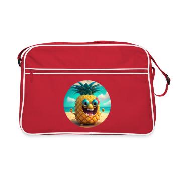 Joyeux ananas sur la plage | Vacances à la plage - Sac Retro - rouge/blanc - Devant