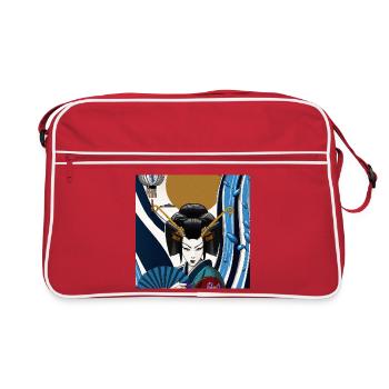 Asia Geisha gothic print art deco in the moonlight - Retro Tasche - Rot/Weiß - Vorne