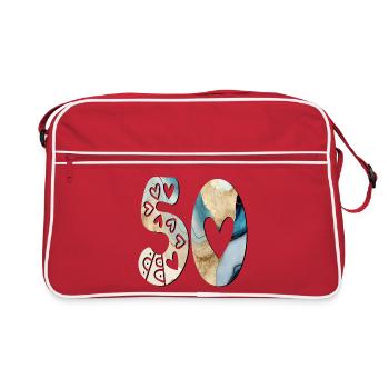 NUMBER 50 - 50th Birthday - FIFTY - Retro Bag - red/white - Front