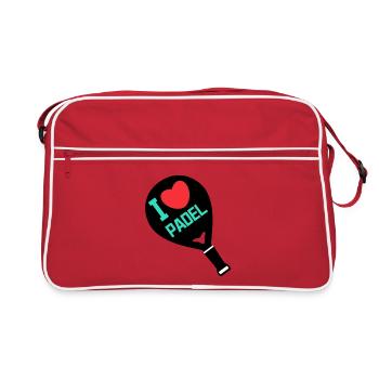 Herz Spieler Racket Ich Liebe Padel Statement - Retro Tasche - Rot/Weiß - Vorne